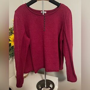Sundance Raspberry Button-Accent Silk Blend Sweater PXL